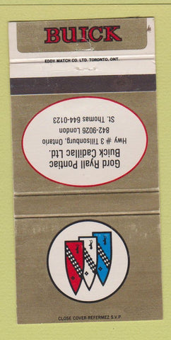 Matchbook Cover Gord Ryall Pontiac Buick Cadillac Tillsonburg ON WORN 30 Strike