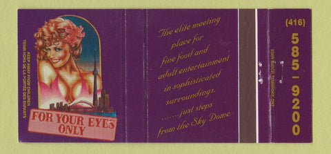 Matchbook Cover - For Your Eyes Only Strip club girlie Toronto ON 30 Strike