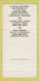 Matchbook Cover - El Crab Catcher Maui Hawaii Bend OR La Jolla CA 30 Strike