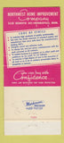 Matchbook Cover - Northwest Home Improvement Minneapolis MN 30 Strike