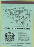 Matchbook Cover - County of Haldimand ON light green 40 Strike