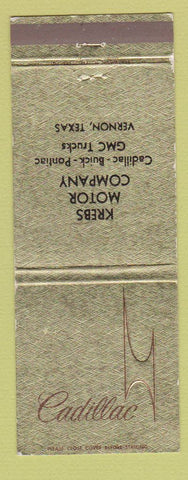 Matchbook Cover - Cadillac Krebs Buick Pontiac GMC Vernon TX