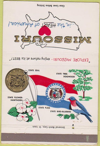 Matchbook Cover - Missouri State Tourism Jefferson City MO 40 Strike