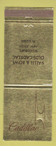 Matchbook Cover - Cadillac Vallee Bowe Oldsmobile Woodbury NJ WORN