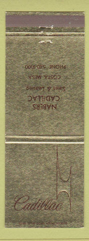 Matchbook Cover - Cadillac Nabers Costa Mesa CA