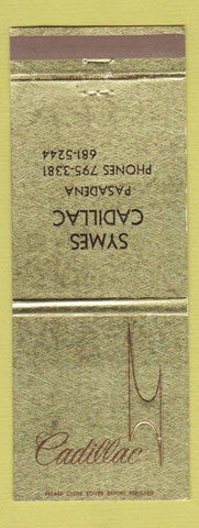 Matchbook Cover - Cadillac Symes Pasadena CA WEAR