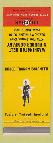 Matchbook Cover - Washington Belt and Rubber Dodge Transmission Seattle WA