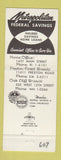 Matchbook Cover - Metropolitan Savings Bank Dallas TX