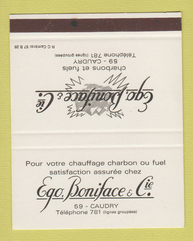 Matchbook Cover - Ego Boniface Caudry Coal France 40 Strike