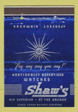 Matchbook Cover - Shaw's Watches Jewelry Cleveland OH 40 Strike