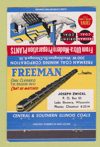 Matchbook Cover - Freeman Coal Mining Corp Chicago IL 40 Strike