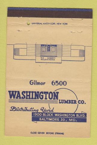 Matchbook Cover - Washington Lumber Baltimore MD 40 Strike