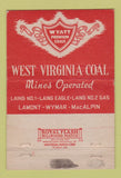 Matchbook Cover - Wyatt Coal Charleston WV WEAR 40 Strike