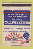 Matchbook Cover - Gilbert Real Estate Flint MI WORN 40 Strike