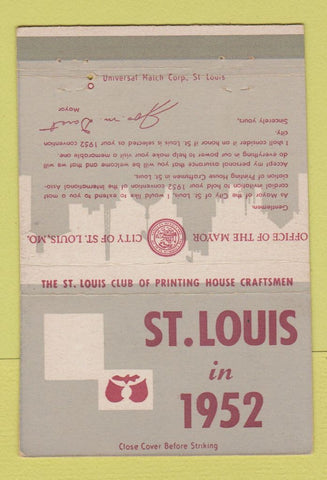 Matchbook Cover - St Louis MO Printing Club House 1952 40 Strike
