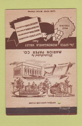 Matchbook Cover - Upper Monongahela Valley Marion Paper WV  40 Strike