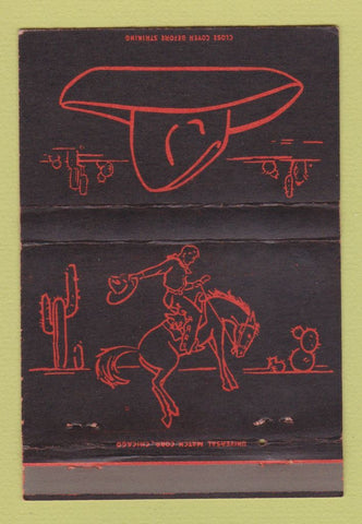 Matchbook Cover - Fred Harvey Cowboy BLACK WEAR 40 Strike