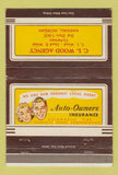 Matchbook Cover - CL Wood Insurance Marshall MI 40 Strike
