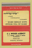 Matchbook Cover - CL Wood Insurance Marshall MI 40 Strike