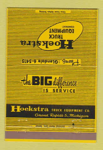 Matchbook Cover - Hoekstra Truck Equipment Grand Rapids MI #1 40 Strike