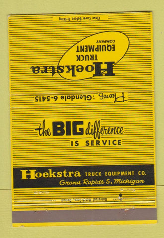 Matchbook Cover - Hoekstra Truck Equipment Grand Rapids MI  40 Strike