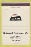 Matchbook Cover - Universal Equipment Davey Troy MI drill rigs 40 Strike