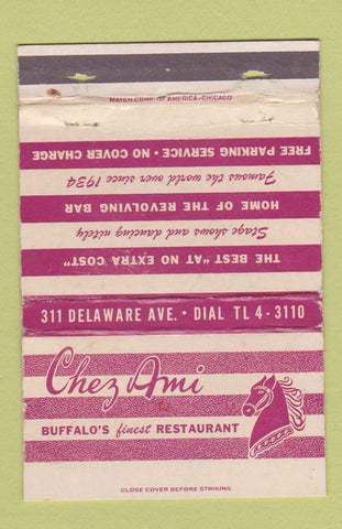 Matchbook Cover - Chez Ami Restaurant Buffalo NY WORN 40 Strike
