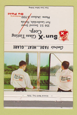 Matchbook Cover - Sun X Glass Tinting Corp Fort Lauderdale FL 40 Strike