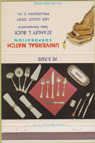 Matchbook Cover - Silverware Universal Match Philadelphia PA Buck 40 Strike