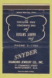 Matchbook Cover - Snyder Jewelry Montgomery AL 40 Strike