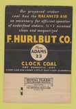 Matchbook Cover - F Hurlbut Coal Green Bay WI 40 Strike