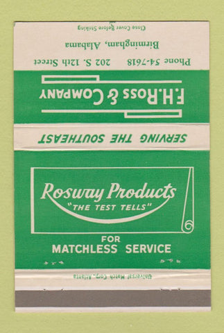 Matchbook Cover - FH Ross Birmingham AL 40 Strike
