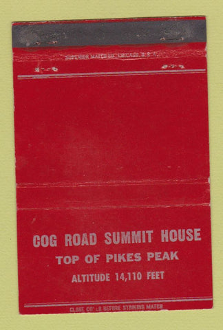 Matchbook Cover - Cog Road Summit House Pikes Peak Colorado WEAR 40 Strike