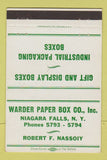 Matchbook Cover - Warden Paper Box Niagara Falls NY 40 Strike