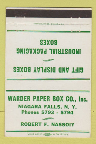 Matchbook Cover - Warden Paper Box Niagara Falls NY 40 Strike