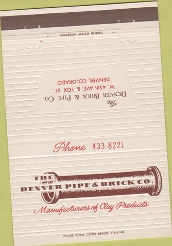 Matchbook Cover - Denver Pipe Brick Co Denver CO 40 Strike