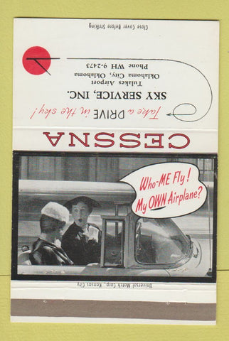 Matchbook Cover - Cessna Airplanes Sky Service Oklahoma City OK 40 Strike