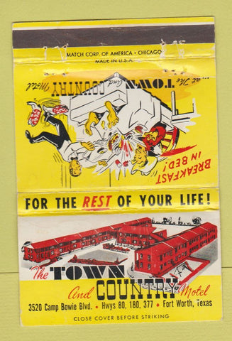 Matchbook Cover - Town and Country Motel Fort Worth TX WORN 40 Strike