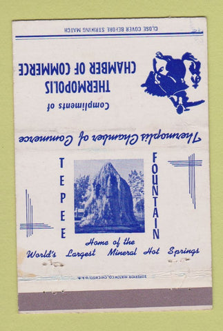 Matchbook Cover - Thermopolis WY Chamber of Commerce 40 Strike