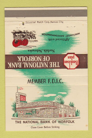 Matchbook Cover - National Bank of Norfolk NE 40 Strike