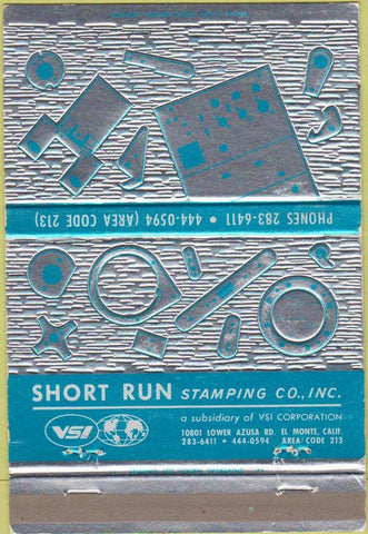 Matchbook Cover - Short Rut Stamping El Monte CA 40 Strike