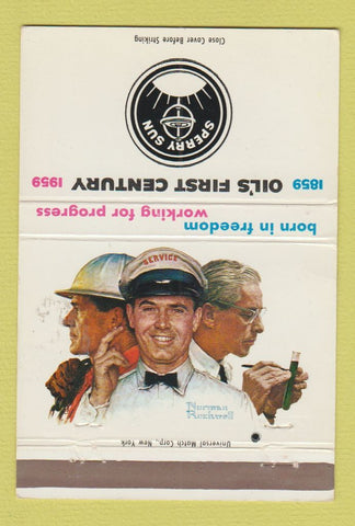 Matchbook Cover - Oil 100th 1959 gas Norman Rockwell Sperry Sun 40 Strike