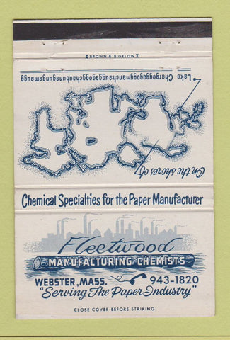 Matchbook Cover - Fleetwood Chemists Paper Webster MA 40 Strike