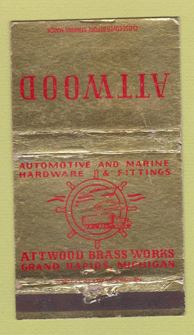 Matchbook Cover - Attwood Auto Marine Fittings Grand Rapids MI WORN 36 Strike