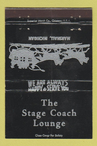 Matchbook Cover - Stage Coach Lounge Marshall MI BLACK 40 Strike