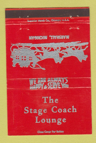 Matchbook Cover - Stage Coach Lounge Marshall MI RED 40 Strike