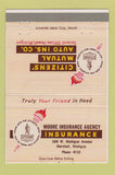 Matchbook Cover - Moore Insurance Agency Marshall MI 40 Strike