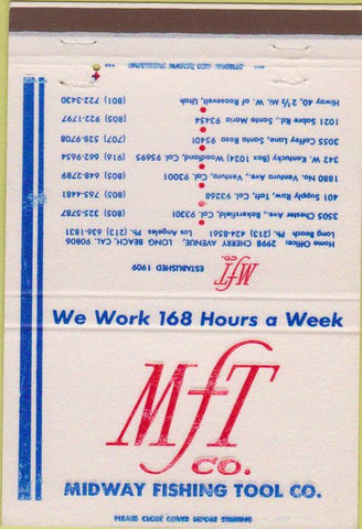 Matchbook Cover - Midway Fishing Tool  Long Beach CA 40 Strike