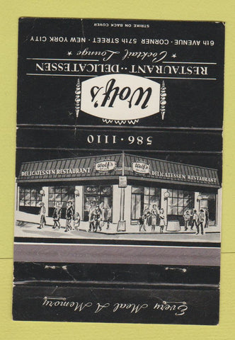 Matchbook Cover - Wolf's Restaurant Deli New York City WEAR 40 Strike