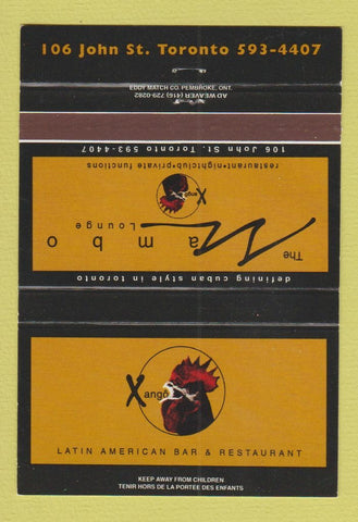 Matchbook Cover - Mambo Lounge Latin American Restaurant Toronto ON 40 Strike